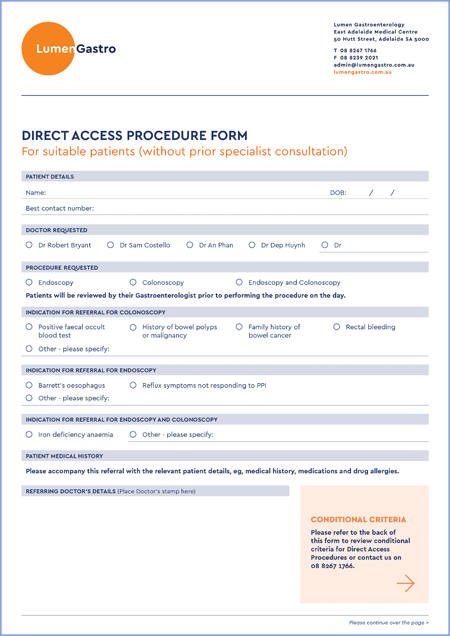 Direct Access Procedure Form